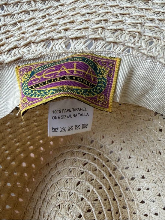 Scala Cream Woven Straw Hat with Colorful Logo Patch 100% paper one size
